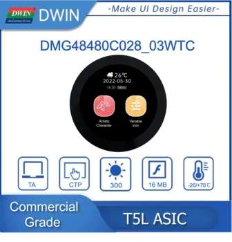 DWIN 2,8-инчов през цялата смарт екран 480 * 480 търговски клас IPS TFT-LCD с Напълно ламиниран капацитивен сензорен панел DMG48480C028_03W