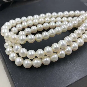 ELEISPL Fine Jewelry AAA 7.5-8 мм почти през цялата бяла сладководни перли Свободни нишки #505-2