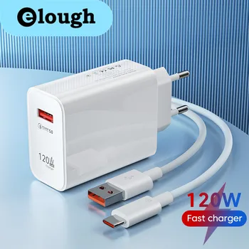 Elough 120 W USB Зарядно Устройство за Бързо Зареждане с кабел 6A/7A/10A QC3.0 Type C бързо Зареждане За iPhone Huawei, Xiaomi Samsung Зарядно Устройство