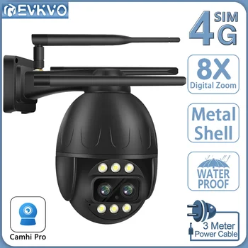 EVKVO 6K 12MP 4G SIM карти С двойна Леща Метална PTZ Камера AI Проследяване на лице Система за Видеонаблюдение 5G WIFI Камера Camhi Pro