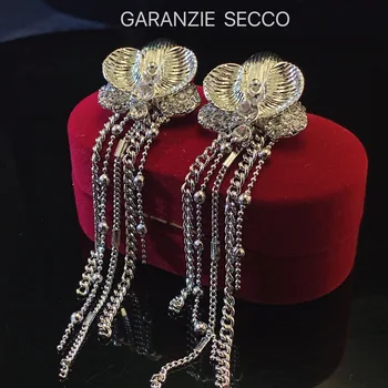 Garanzie Луксозни обеци с ресни във формата на цвете с диаманти S925
