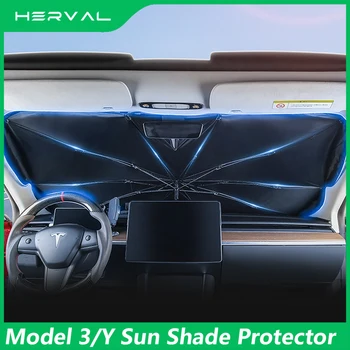 Herval за Tesla, Модел 3/Y Авто Козирка Чадър От Слънцето в Предното Прозорец на сенника на Колата Покриване Слънчеви Аксесоари За Прозорци