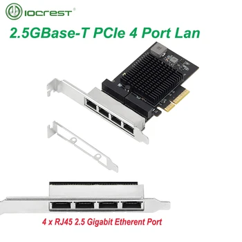 IOCREST 2,5 Gigabit Четырехпортовый PCIe RJ-45 Lan 10/100/1000/2500 Mbit/с Чип Realtek 8125b 4-Портов Сървър Гигабитная мрежова карта 2,5 G