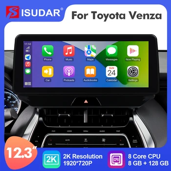 ISUDAR 12,3-Инчов Авто Радио Android 12 За Toyota Блатар/Venza 2021 - Мултимедийна Система за GPS Стерео Carplay 4G Камера, WiFi FM 2din