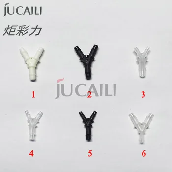 Jucaili 20pcs Y образен съединител за много черен тръба мастило маркуч пластмаса бял черен за връзки широкоформатни принтери