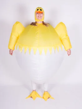 JYZCOS надуваем костюм на петел за възрастни, пиле, Хелоуин, жълта рокля за cosplay с петел