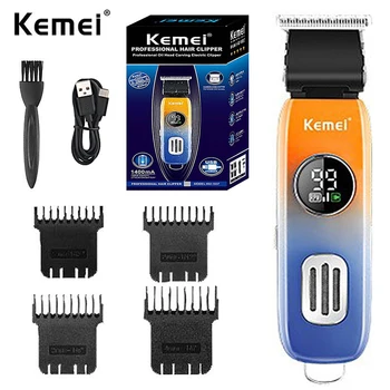 Kemei, водоустойчива машинка за подстригване за коса за мъже, електрическа машина за рязане на брада, професионален комбинациите фризьор за цялото тяло, акумулаторна батерия