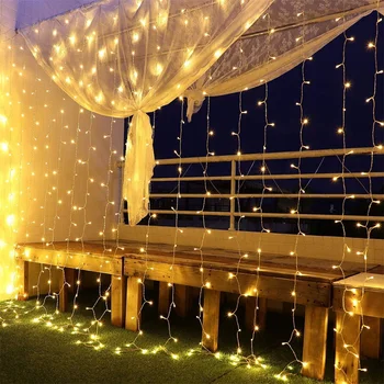 Led 220 В ЕС/110 В САЩ включете струнни завеси светлина водопад Коледна гирлянда приказни светлини на открито за домашни партита Сватбен декор