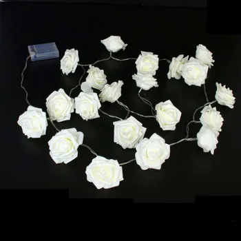 Led лампа във формата на цвете роза; 20 парчета на шнуре; с батерии помещение (батерия в комплекта не са включени)