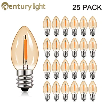 Led Лампа за Нощно Осветление C7 Подмяна на Blub E12 E14 Основни Декоративни Лампи 0,5 W Малка Коледна Свещ 2200K Кехлибарен Цвят