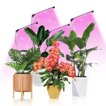 Led лампа за отглеждане на растения с пълен спектър, 4 тръби, телескопичен прът, резки, заполняющие цвете светлини, синхронизация цикъл, USB лампа за водни растения