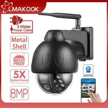 LMAKOOK 4K 8MP цельнометаллическая камера за видеонаблюдение 5G WIFI нощно виждане с гуманоидным автоматично проследяване на PTZ IP камера за сигурност Camhi