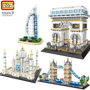 LOZ Blocks на Световно известната архитектура Лондонската кула Модел на моста Колекция Burj Al Arab Подарък за децата Играчки Коледен подарък 1028