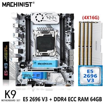 MACHINIST X99 Комплект дънната платка LGA 2011-3 Комплект Xeon E5 2696 V3 Процесор 4x16G = 64 GB оперативна памет DDR4 ECC NVME M. 2 SATA 3.0 M K9 ATX