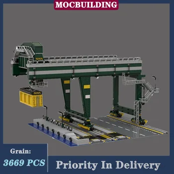 MOC Градския влак Контейнерен кран Модел Градивен елемент на Набор от Пристанище сграда Колекция от играчки Коледен подарък