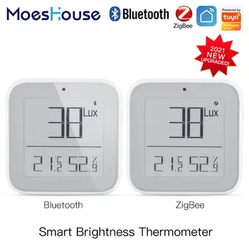 MoesHouse Sasha Smart App Интелигентен сензор за ZigBee, Bluetooth мрежест термометър яркост, сензор за осветеност, влажност на въздуха,
