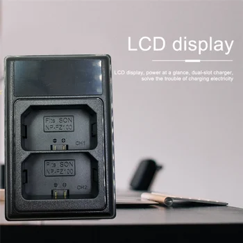 NP-FZ100 USB LCD Двойно Зарядно за фотоапарат Sony A7III A7RIII A7373 A7R3 A9 A7R4 A7RM4 A6500 с пристанище Type-C