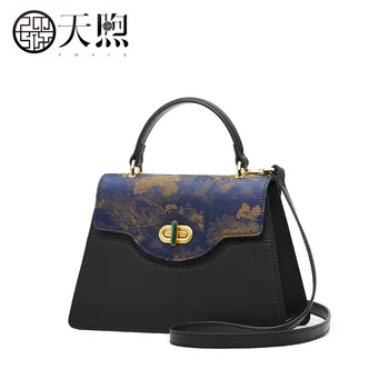 Pmsix Чанта 2023, Нова мода, китайски стил, ретро, дамски чанта от телешка кожа, по-голямата голям чанта на едно рамо, чанта през рамо