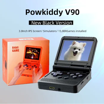 Powkiddy V90 Игрална Конзола с отворен Linux PS1 Мини Преносим 3.0-Инчов IPS Екран Ретро Преносима Игрова Конзола 64G 15000 Игри