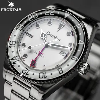 PROXIMA GMT Мъжки автоматично механични часовници с двупосочно безелем, сапфирен огледало, 20 бар, водоустойчиви мъжки ръчен часовник за гмуркане, светещи