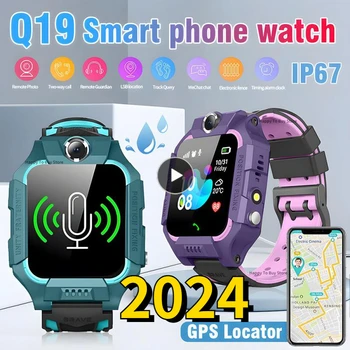 Q19 Детски Смарт часовници 3G Sim-карта WiFi + LBS Тракер SOS Помещение Детски Мобилен Телефон за Гласови Чат е Математическа Игра Фенерче Детски Смарт Часовници