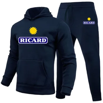 Ricard Нова зимни мъжки дрехи Мъжки комплекти с качулка с принтом руното hoody Всекидневни спортни панталони за мъже, спортни костюми 2022