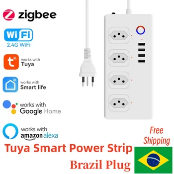 Sasha Бразилия Zigbee WIFI Умен Изход Smart Home Power Strip Timing SmartLife Дистанционно Управление за Алекса Google география