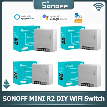 SONOFF MINI R2 САМ WiFi ключ за двустранно управление таймер интелигентен превключвател модул и дистанционно управление на Работата с Алекса Google Home smart home