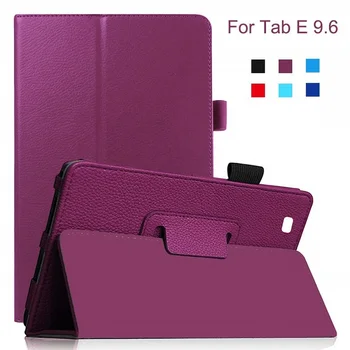 Tab E 9,6 Инча Личи Зърно Изкуствена Кожа Щанд флип-надолу Cover Калъф За Samsung Galaxy Tab E 9,6 