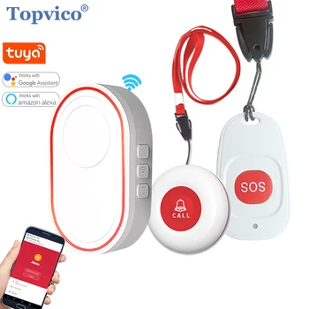 Topvico Wi-Fi Авариен бутон Предупреждение за падане и за възрастните хора с деменция rf433 Mhz Безжична аларма за легла пейджър за сиделки приложение на Sasha