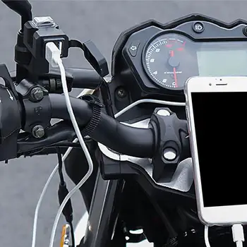 USB зарядно устройство за мотоциклет с двоен USB порт за бързо зареждане, водоустойчив USB адаптер за зарядно устройство на кормилото на мотоциклета, аксесоари за мотоциклети