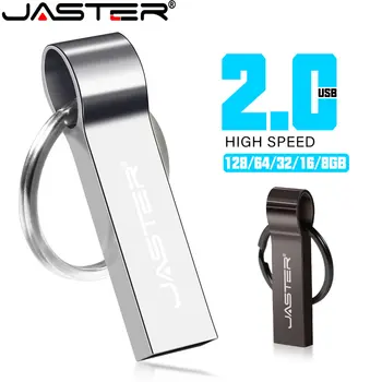 USB-памети JASTER, мини-метални 64 GB, сребристи 32 GB, черен, безплатен потребителски лого, подарък ключодържател, фотография, айде карта памет