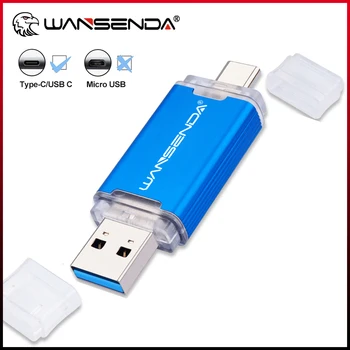 USB Флаш памет WANSENDA TYPE C 128 GB, 256 GB OTG-устройство за Type C Android/PC 32 GB, 64 GB, 512 GB USB устройство 3,0 2-В-1 Стик