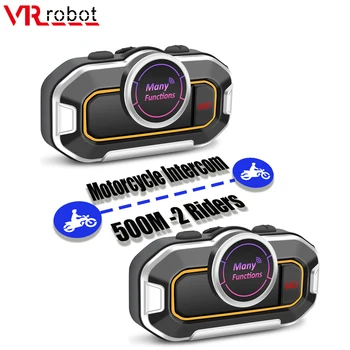 VR робот 2 пакета на мотоциклет домофонна система, Bluetooth 5.0 Каски Комуникационна слушалки Открит FM Raido Безжична стерео музикален плейър