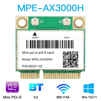 WiFi 6 MPE-AX3000H двойна лента Безжичен Адаптер Bluetooth 5,2 2,4 G/5G Мини Мрежова карта Pcie За Intel AX200 Win10/win11-64 bit