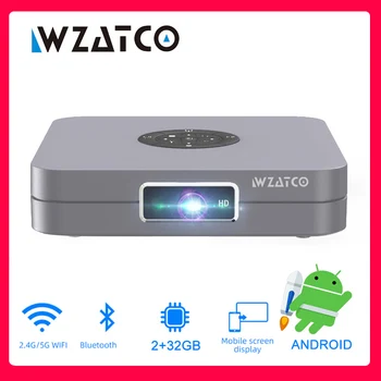 WZATCO D1 3D DLP проектор Android 9,0 5G WIFI 300 инча Подкрепа за Домашно кино Full HD 1920x1080P 32 GB видео проектор МИНИ Проектор