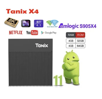 X4 Android 11,0 Amlogic S905X4 Smart TV BOX 4 GB 32 GB/64 GB ROM 2,4 G и 5 G Wifi 100 М LAN Youtube Телеприставка VS tx6s x96q