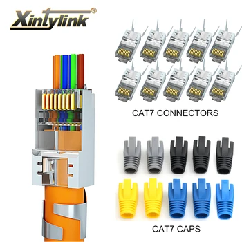 xintylink CAT7 основа cat6a конектор rj-45 50U Конектор Ethernet кабел RJ 45 мрежов SFTP, FTP полуэкранированный конектор градския отвор 1.5 мм