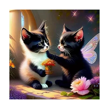 YI BRIGHT САМ 5D Диамантена живопис Набор от Сладък котка Цвете Всичко diamond изкуството на кръст бод Модел