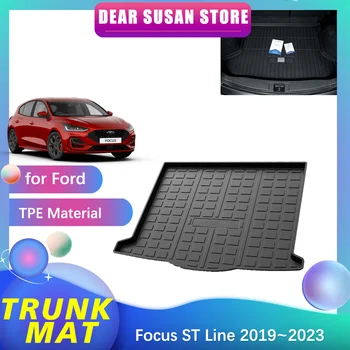 Авто специална подложка за задния багажник за Ford Focus ST Line MK4 хетчбек 2019 ~ 2023, мат, непромокаема подложка за пода, аксесоари за табла