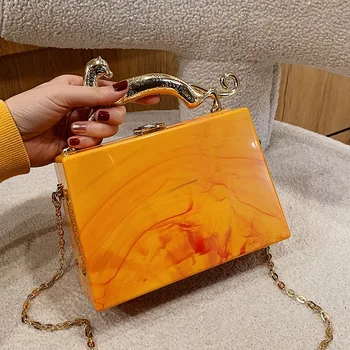 Акрилна кутия, чанти за жени, 2023, нов цвят, вечерна мода квадратна чанта, дамски необичайна висококачествена луксозна чанта през рамо, дамски