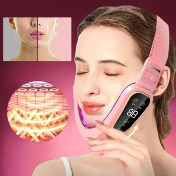 Апарат за лифтинг на лицето с двойно брадичката V-образна форма, led апарат за лифтинг на лицето, фотонная терапия, вибриращ масажор за отслабване