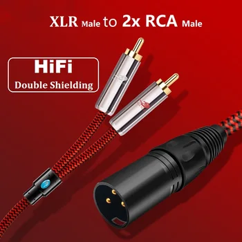 Аудио кабел с Двоен XLR Конектор RCA за Микшерной конзола, Усилвател, високоговорител, Микрофон, Домашни Стерео, Y-Сплитер, Екранирани Кабели