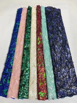 Африканска лейси плат 2023, благородна френска окото лейси плат с бродерии, пайети, нигерийски дантелени платове за булчински рокли