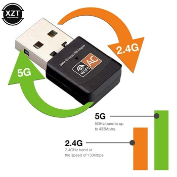 Безжичен USB Адаптер 600 Mbps Wifi Мрежова Карта Ethernet Антена на Wi-Fi Приемник USB LAN AC двойна лента 2,4 G 5 Ghz за PC Ключ