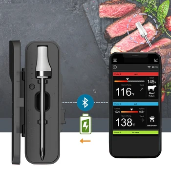 Безжичен термометър за месо, храна, пържола, цифрови Bluetooth аксесоари за барбекю, кухненски принадлежности за приготвяне на храна фурна, скара, барбекю, умен термометър