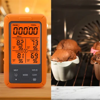 Безжичен термометър за месо с дистанционно управление на големи разстояния и 4 высокотемпературными сензори