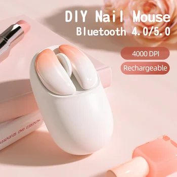 Безжична мишка акумулаторна 4000 dpi Bluetooth Мълчанието Магнитна мишката за нокти за момичета Оптичен USB C Преносим симпатичен за преносим компютър