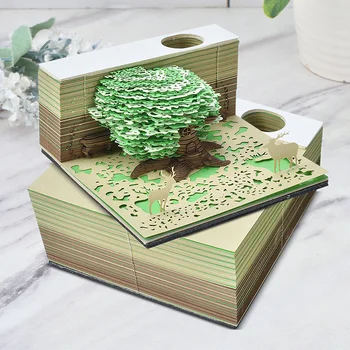Бележник 3D триизмерна, мини-къщичка на дърво, календар на 2024, бележник за водене на записки, канцеларски материали, хартиени бележки, Коледен подарък за рожден ден