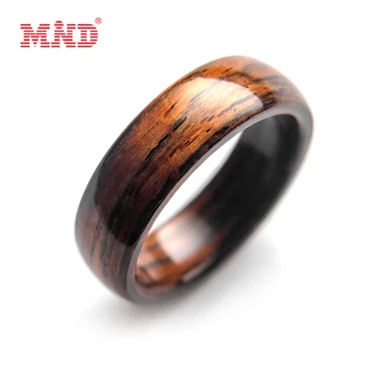 Бижута на едро от неръждаема стомана с дървени зърно, модерни дървени пръстени